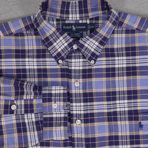 Polo Ralph Lauren The Big Shirt Button Down Shirt Blue Purple Plaid Men’s 2XL
